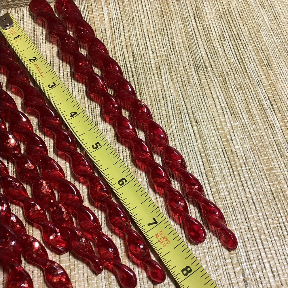 Vintage Acyrlic Plastic 8” Red with Glitter Icicles lot f 29